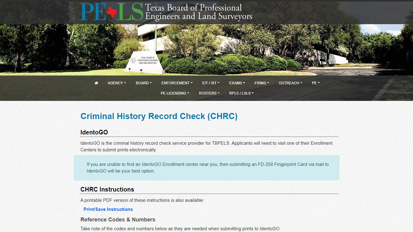 Criminal History Record Check (CHRC) - Texas